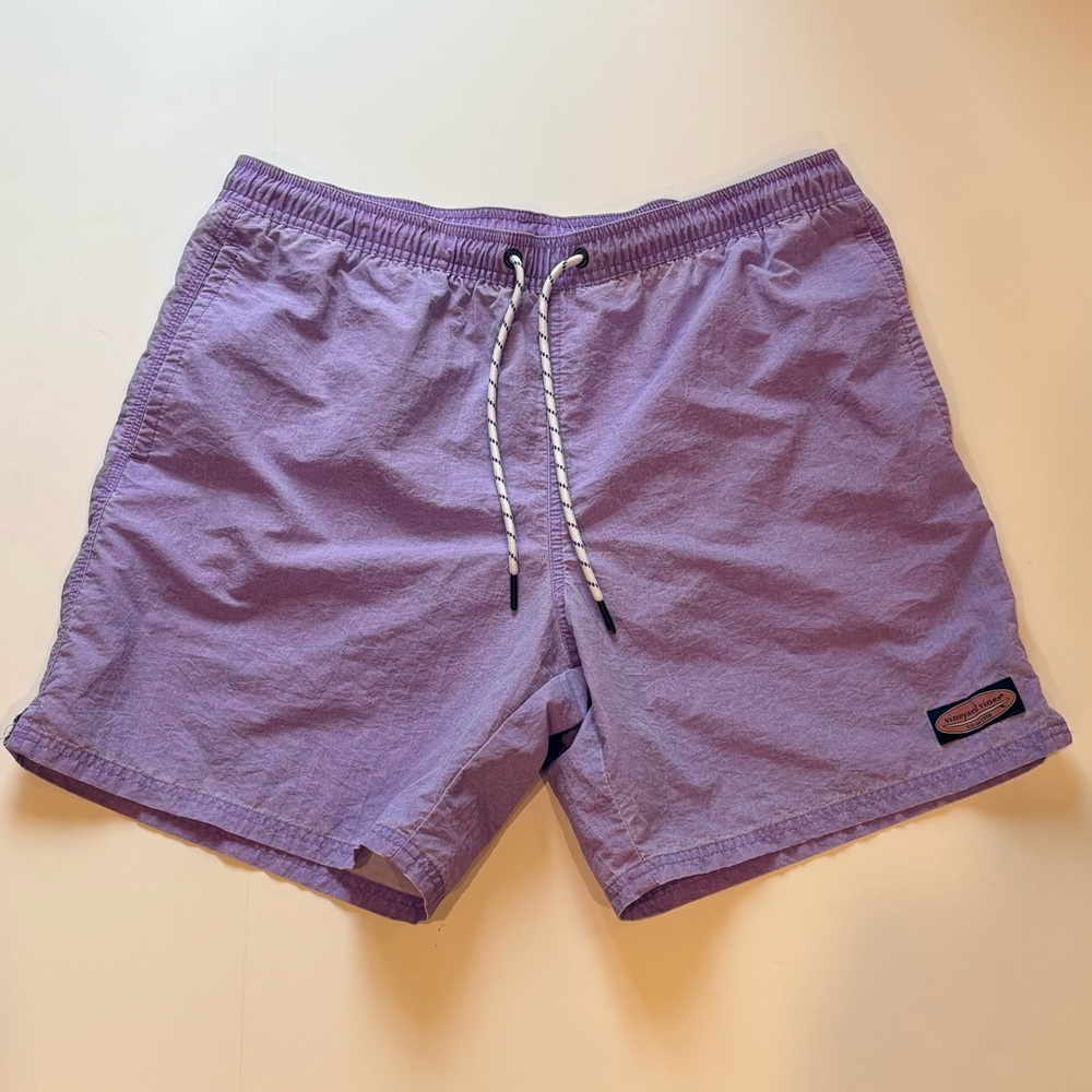 Vineyard Vines Lavender Patterned Men's Swim Trunks with Drawstring Large